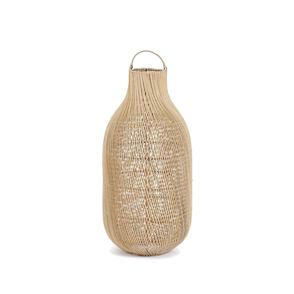 Lanterne en paille en forme de bouteille avec poignée pour le pendentif Kendi Naturel L