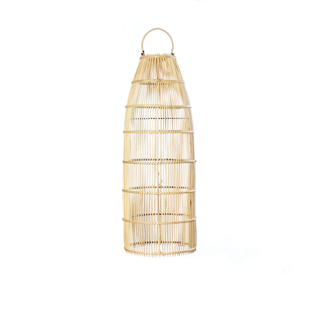 Lampe de sol en rotin tissé, modèle Le Pendentif Piège à Poissons Naturel M