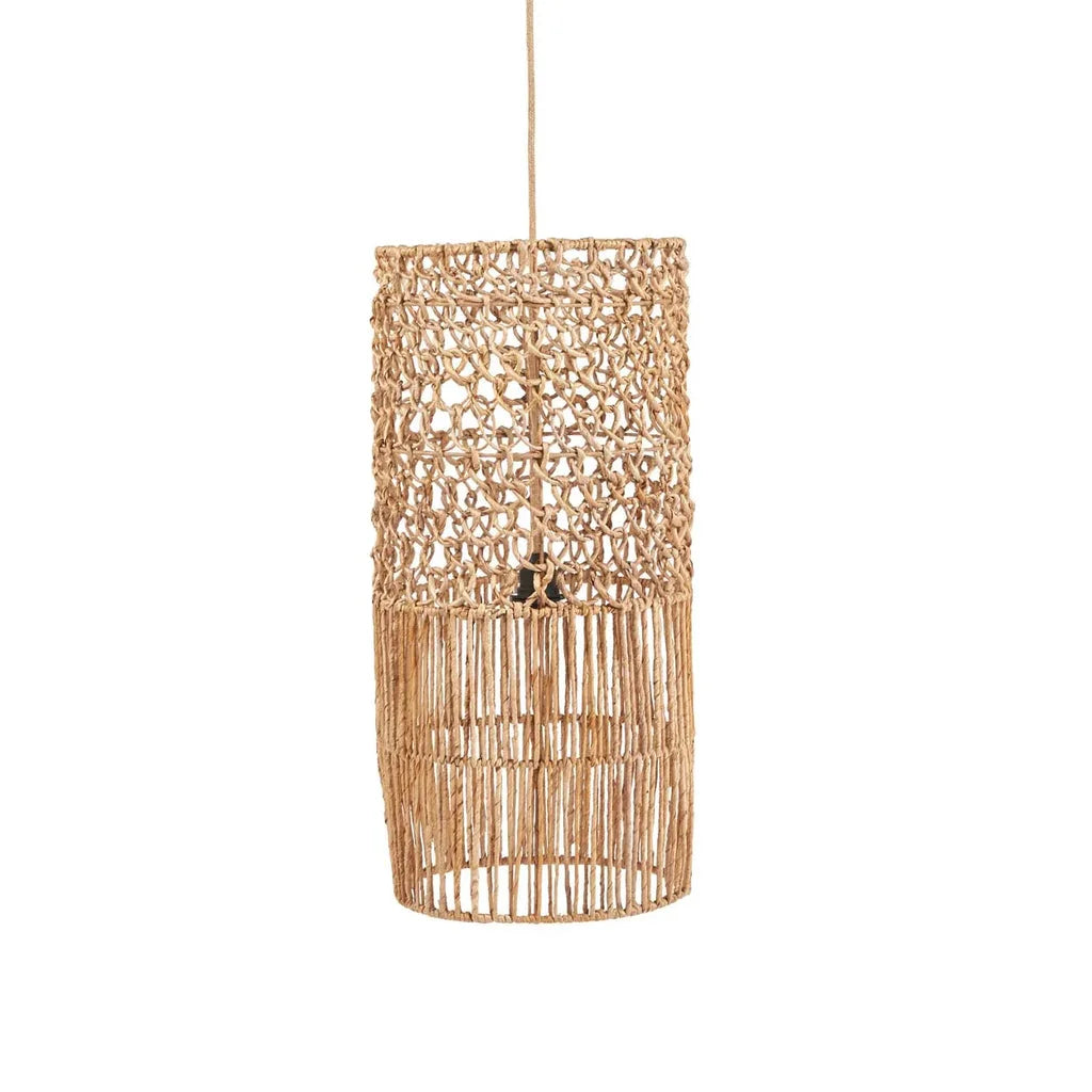Luminaire suspendu cylindrique en tissu tissé naturel pour le Pendentif Takuhanki Naturel L