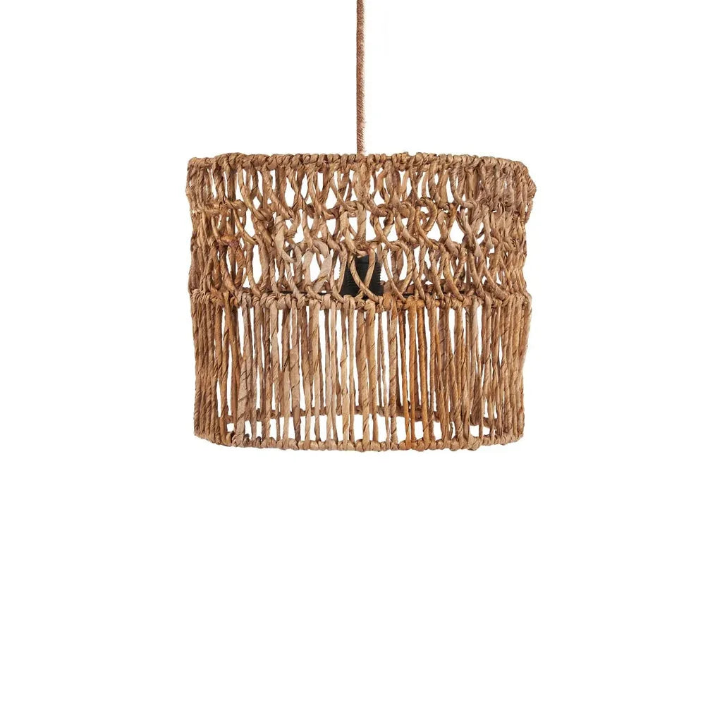 Luminaire suspendu cylindrique en tissage naturel pour une ambiance chaleureuse