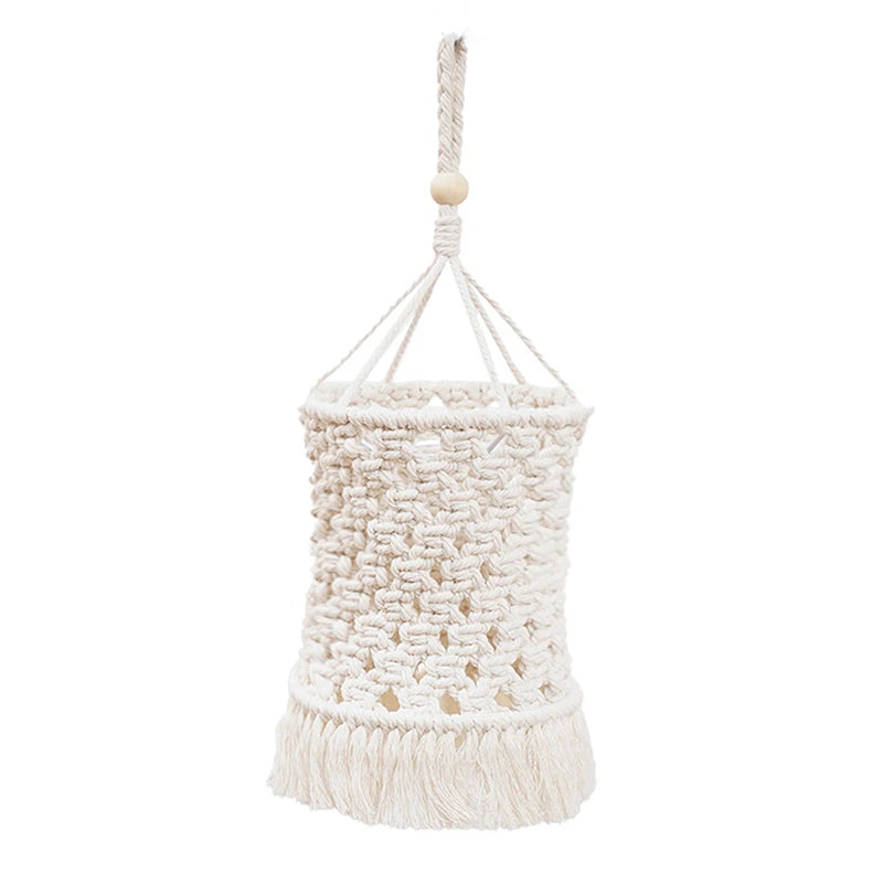 Accroche en corde du petit abat-jour en macramé modèle A, élégant et robuste.

