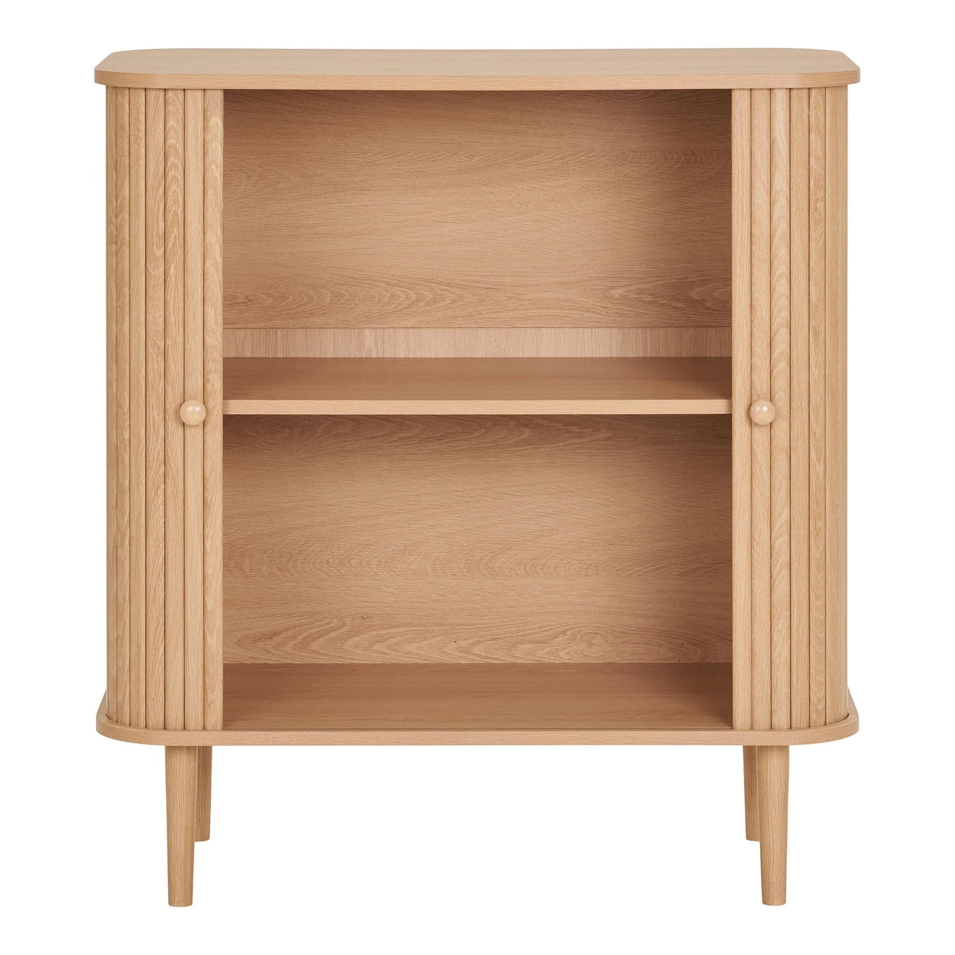 Sous-titre : Armoire en bois naturel avec portes coulissantes rainurées pour espace moderne