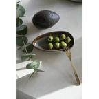 Petit plateau de service ovale en céramique grise bords irréguliers – Lot de 6