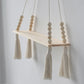 Petite étagère murale bois et macramé variante 1 gros plan