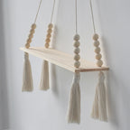 Petite étagère murale bois et macramé variante 1 gros plan