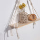 Petite étagère murale bois et macramé variante 3 gros plan