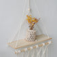 Petite étagère murale bois et macramé variante 4 gros plan