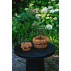 Photophore en coton tricoté main marron texturé