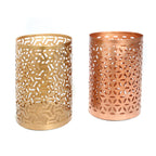 Photophore en laiton doré ajouré motif géométrique