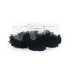 Quatre verres transparents avec franges en velours noir pour Photophore en verre élégant