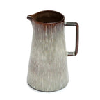 Pichet en céramique texturée gris brun avec anse et bordure marron, lot de 2