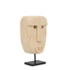 Sculpture abstraite visage beige clair sur support noir pour La Pierre de Sumba n°19