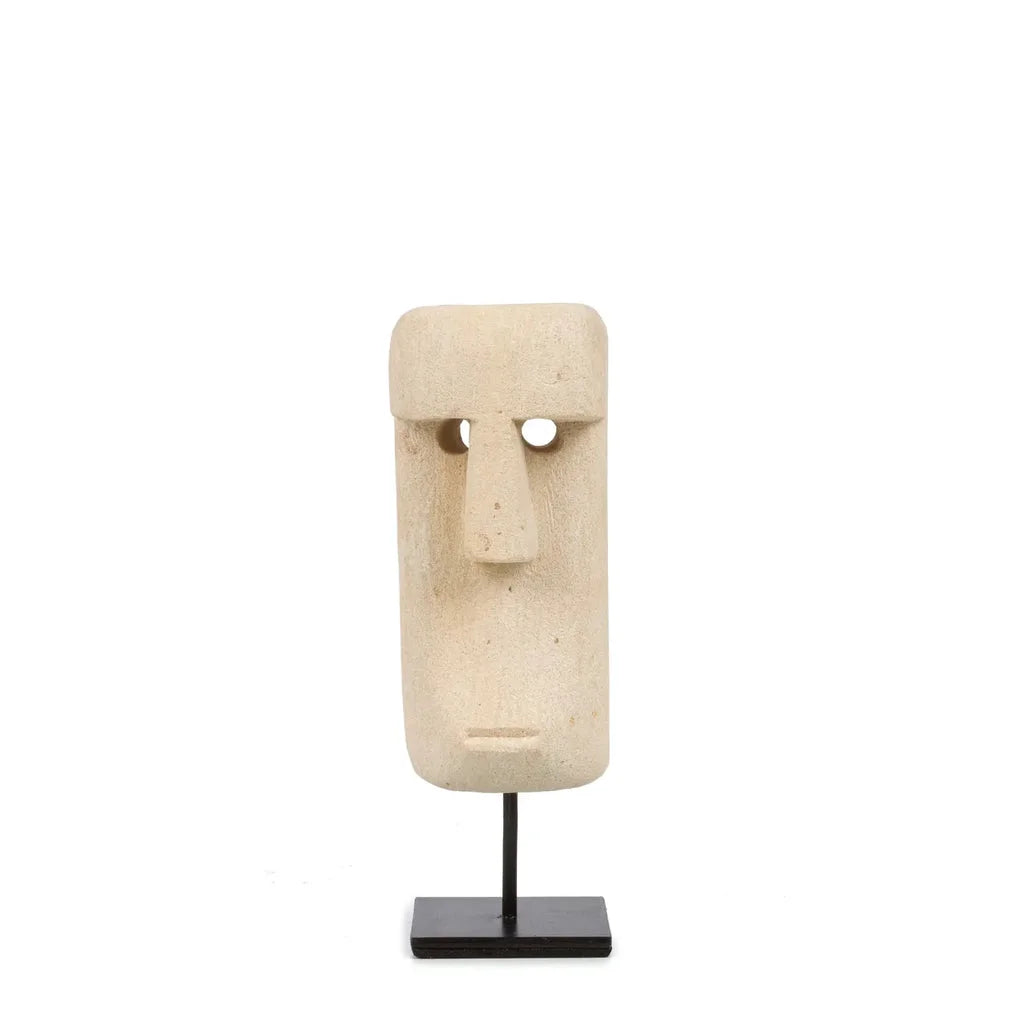 Tête de Moai couleur pierre sur support noir pour La Pierre de Sumba n°20