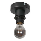 Plafonnier ajouré en bambou naturel avec base noire et ampoule E27 filament