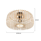 Plafonnier ajouré en bambou naturel avec base noire, diamètre 40 cm, éclairage suspendu