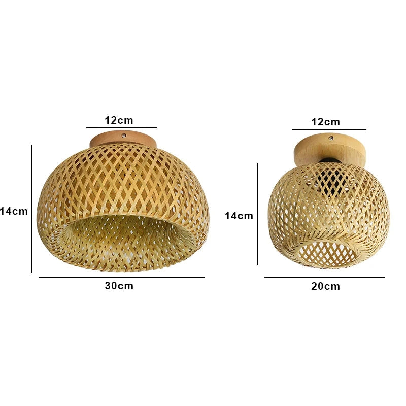 Plafonnier en bambou et rotin dimensions