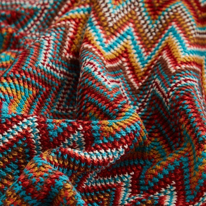 Tissu coloré en tricot avec un motif zigzag plaid chevron pour des moments cocooning