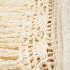 Tissu en crochet beige crème avec franges pour plaid en coton 135x270 cm
