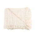 Plaid en coton gaufré crème avec franges décoratives, 170x130 cm