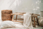 Panier de rangement en osier tissé naturel avec couvercle pour décoration intérieure