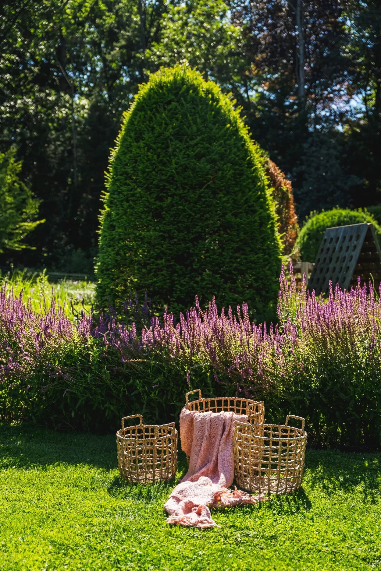 Plaid en coton tissé à la main rose saumon avec franges