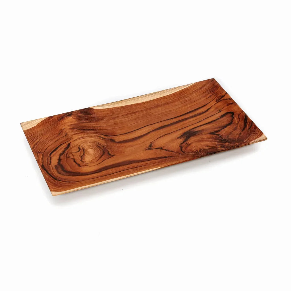 Plateau de service rectangulaire en bois de teck pour sushi La plaque à sushis en racine de teck L