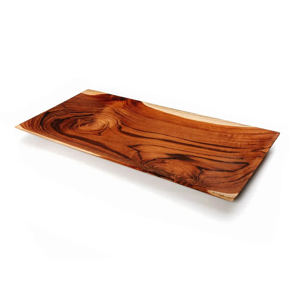 Plateau de service rectangulaire en bois de teck pour sushi La plaque à sushis en racine de teck L