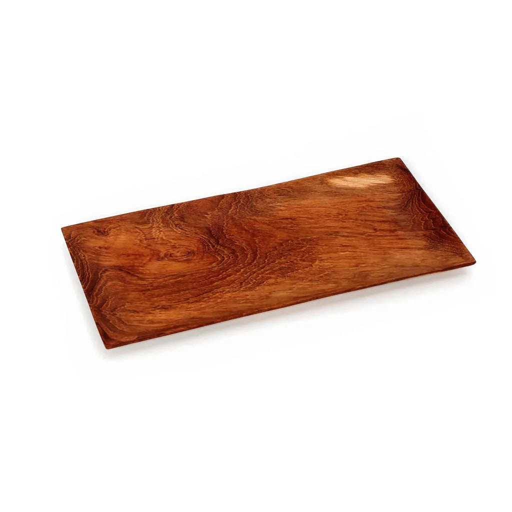 Plateau de service rectangulaire en bois de teck pour sushi La plaque à sushis en racine de teck M