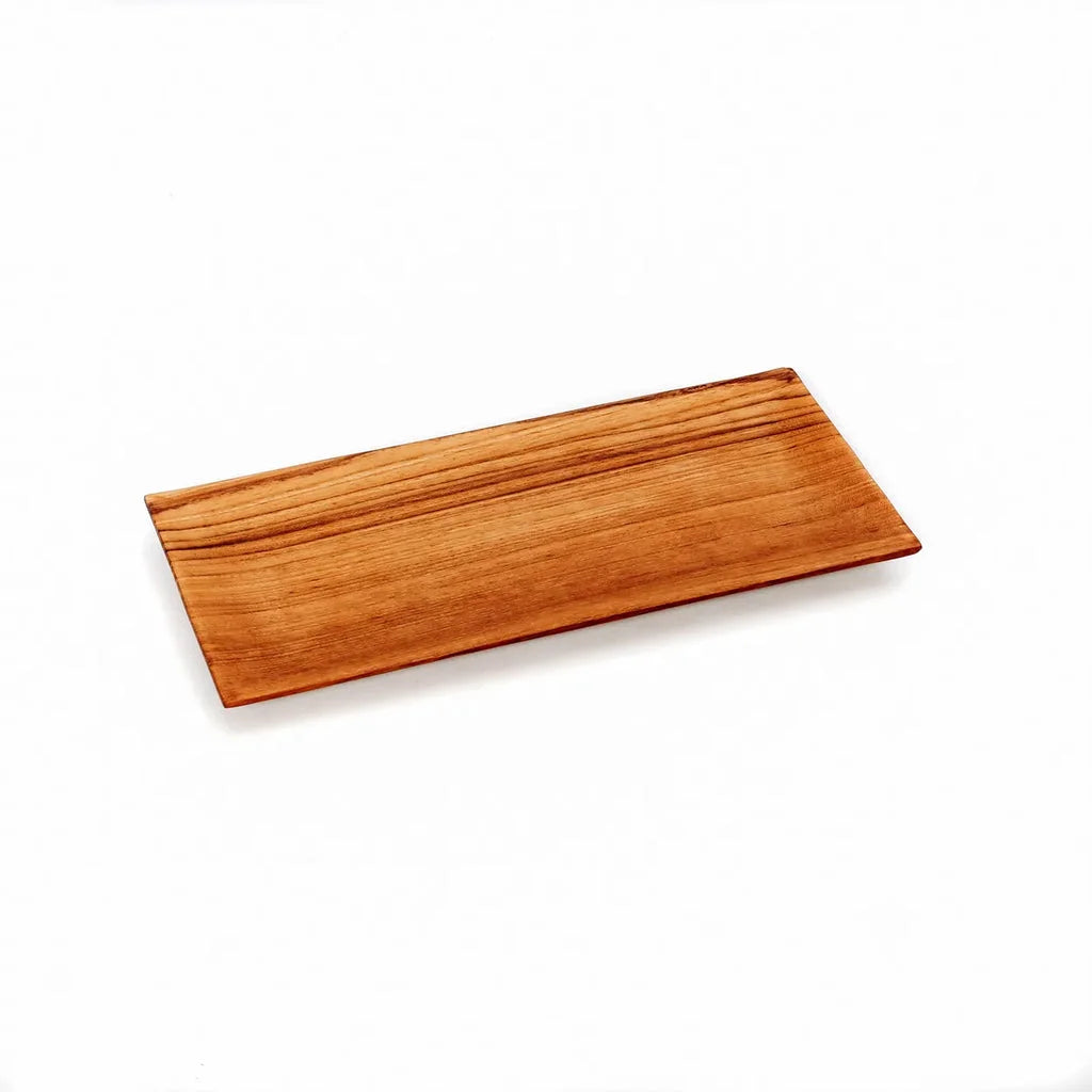 Plateau de service rectangulaire en bois de teck pour sashimis et sushis