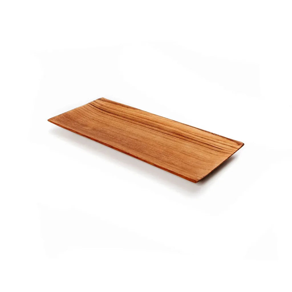 Plateau de service rectangulaire en bois de teck pour sushi La plaque à sushis en racine de teck S