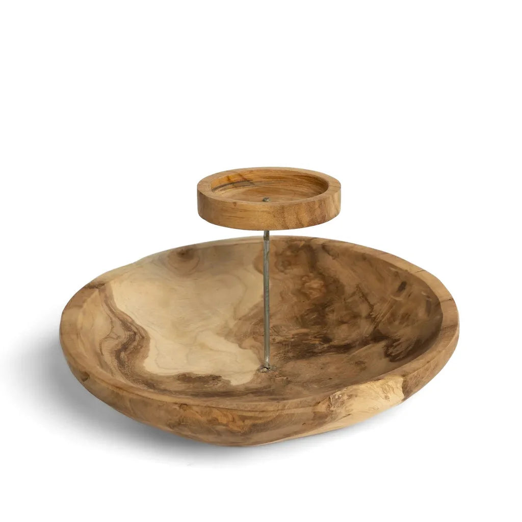 Plat à servir en bois à deux niveaux pour la présentation élégante de bougies La plaque de bougie Naturelle