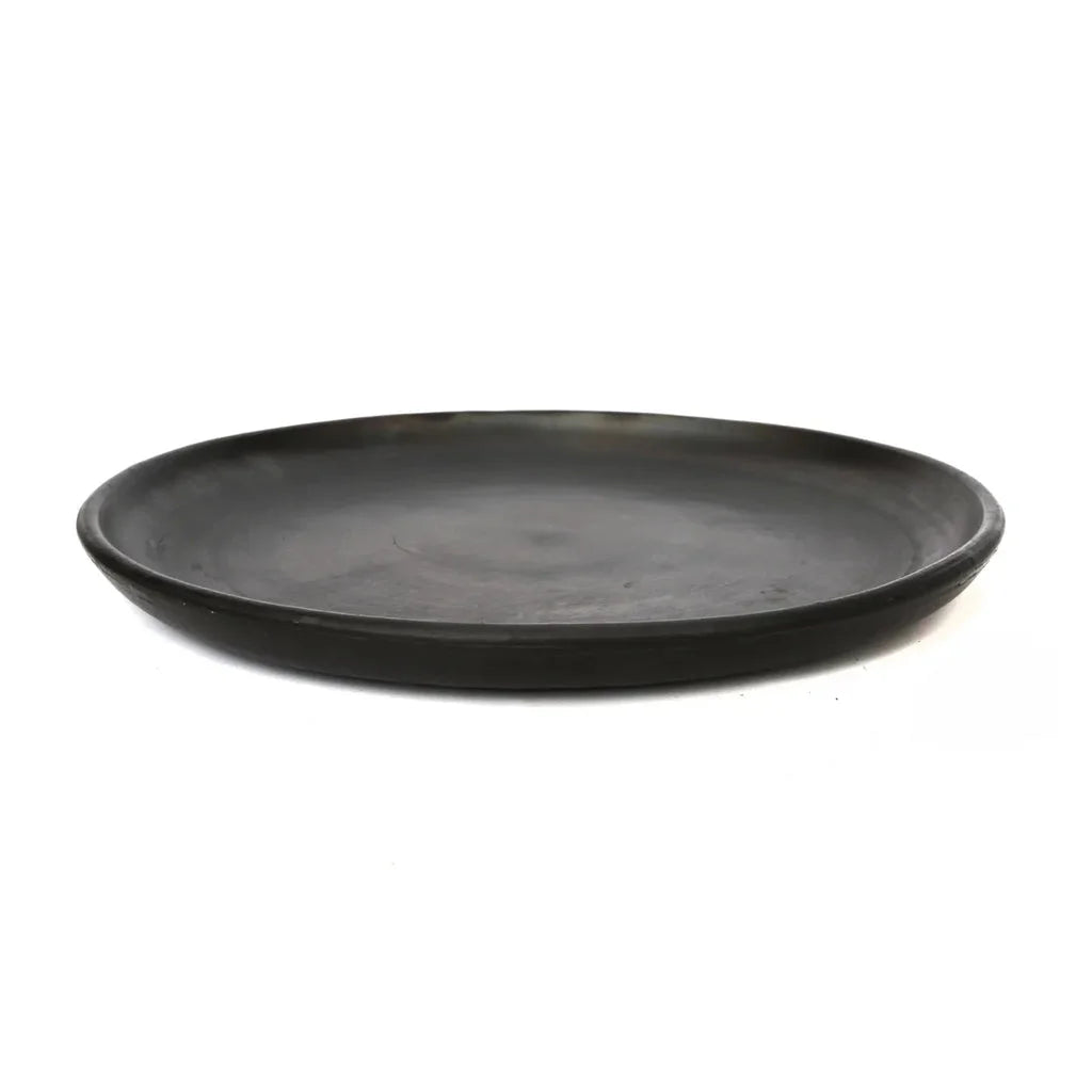 Assiette ronde, sombre, La plaque classique brûlée Noire L, élégance et style élégant