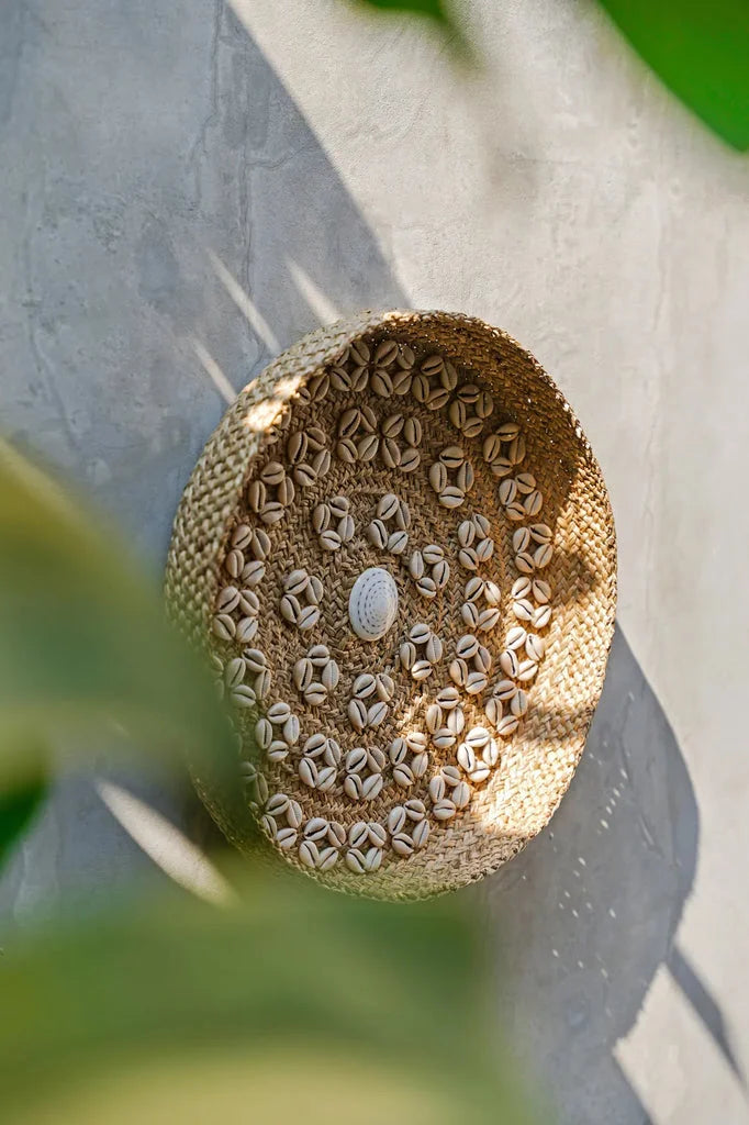 Décoration murale ronde en tressage avec coquillages pour La plaque de coquillage Caribe