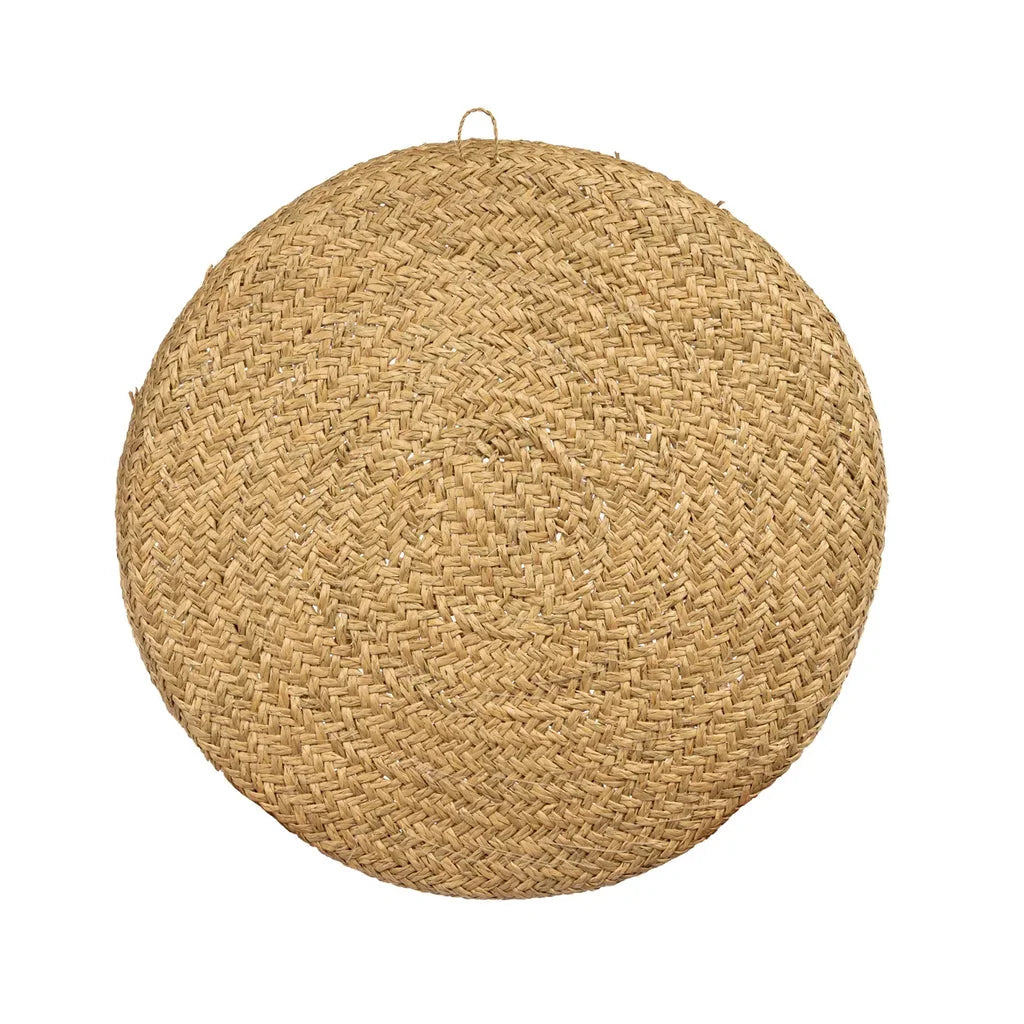 Tapis rond en paille tissée naturelle pour La plaque de coquillage Caribe Blanc M40