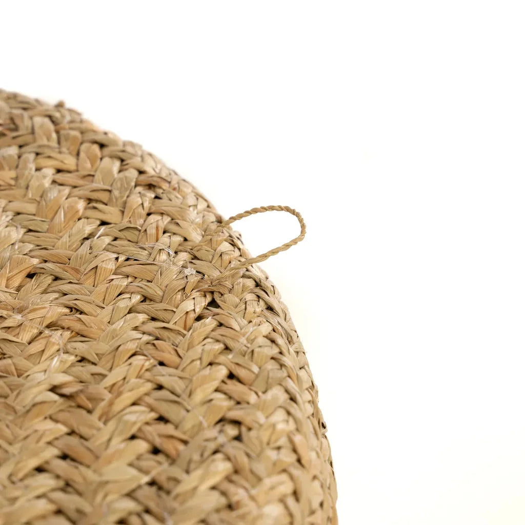 Panier en paille tressée avec poignée pour La plaque de coquillage Caribe Blanc naturel M_40