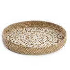 Plateau rond tissé avec accents de coquillages pour La plaque de coquillage Costa Blanc naturel M_40