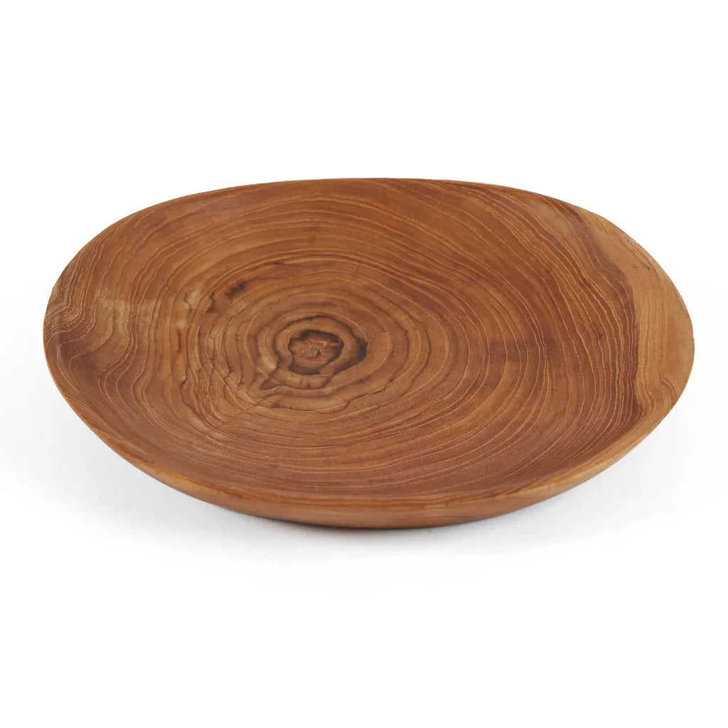 Bol en bois décoratif en racine de teck pour la plaque organique