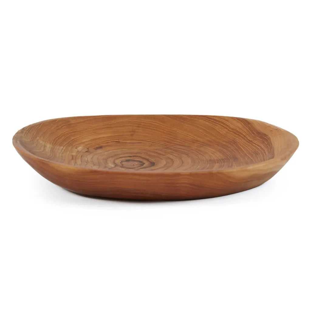 Bol oval en bois de teck pour la plaque organique en racine de teck