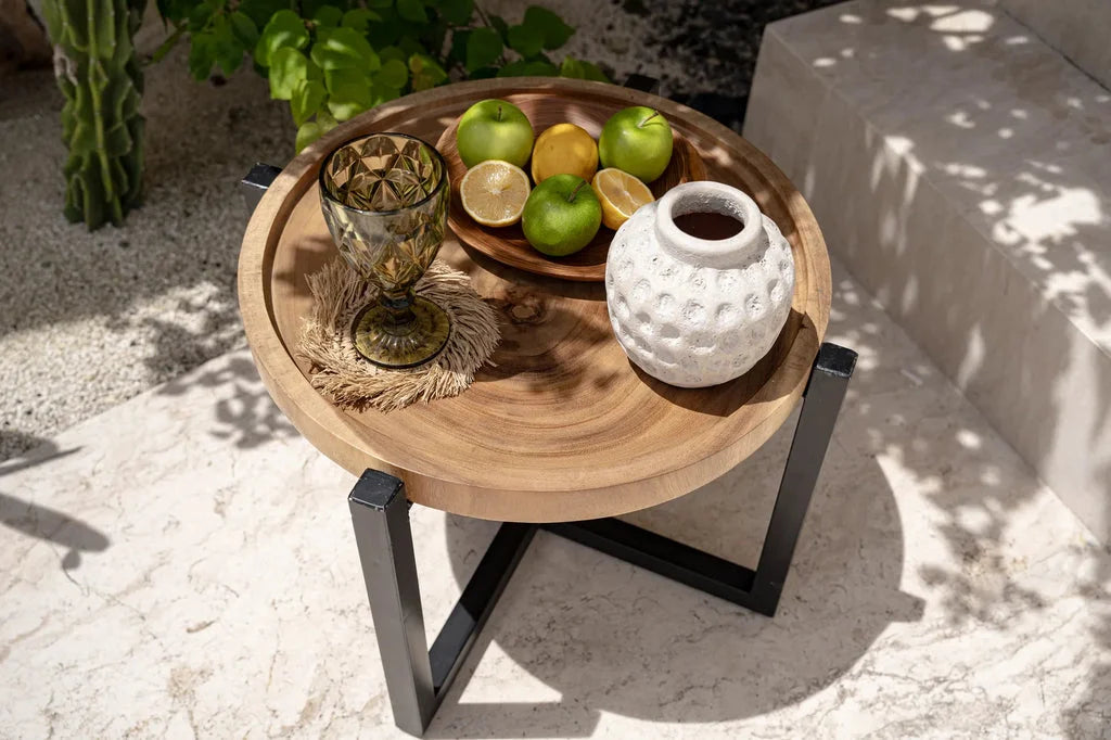 Plateau rond en bois de teck pour la table organique La plaque organique en racine de teck