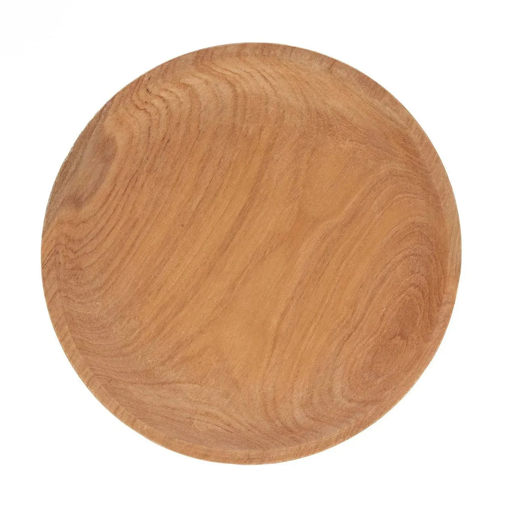 Plat à gâteau en bois de teck forme champignon naturel, Ø25 cm