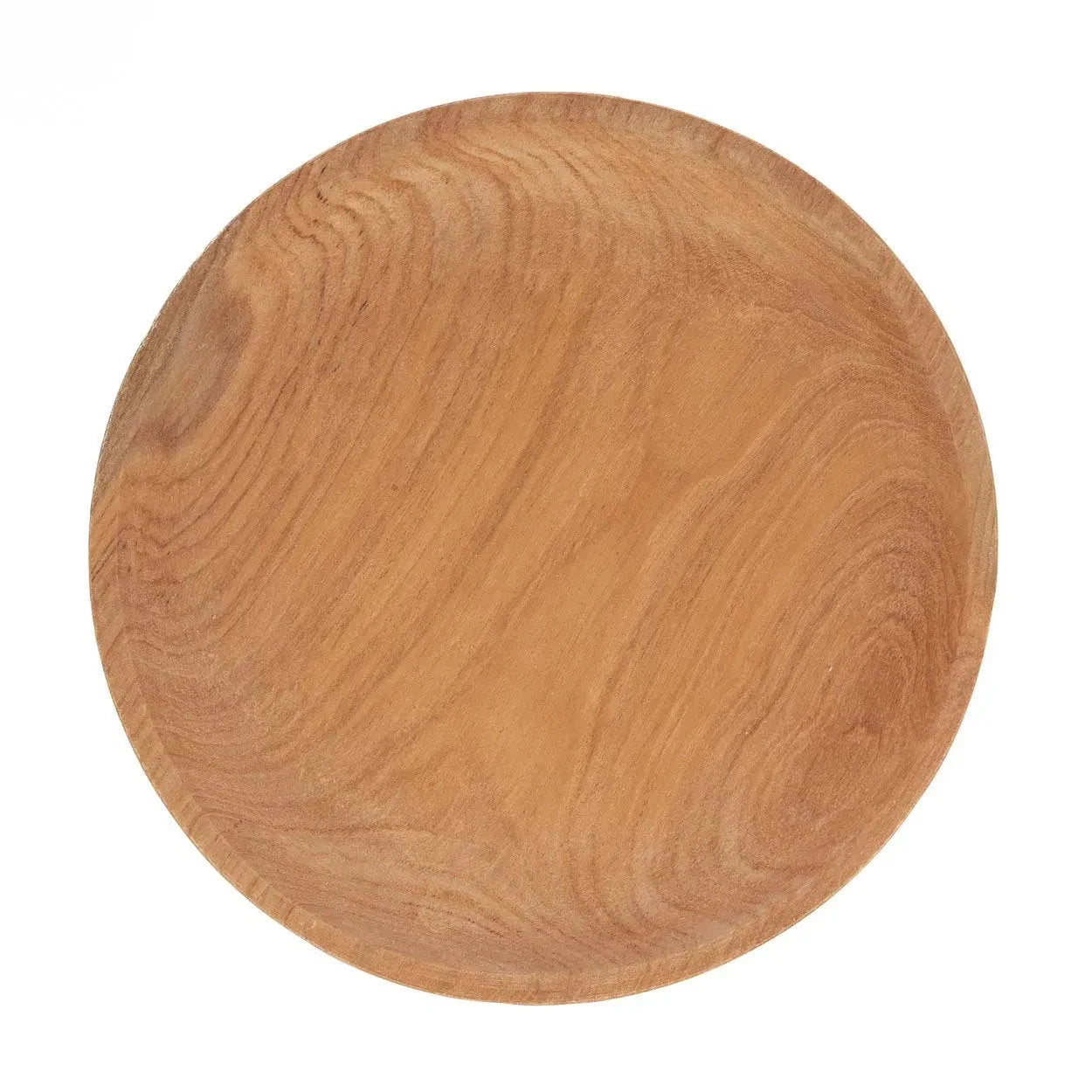 Plat à gâteau en bois de teck forme champignon naturel, Ø25 cm