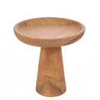 Plat à gâteau en bois de teck forme champignon naturel Ø25 cm