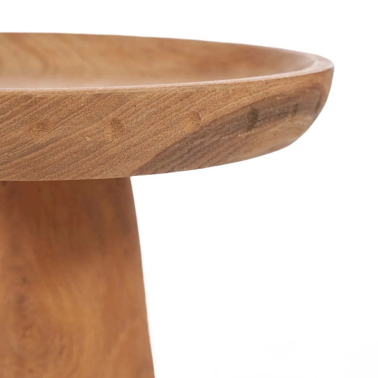 Plat à gâteau en bois de teck naturel forme champignon Ø25 cm