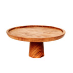 Support à gâteau en teck naturel de 28 cm pour présentation élégante