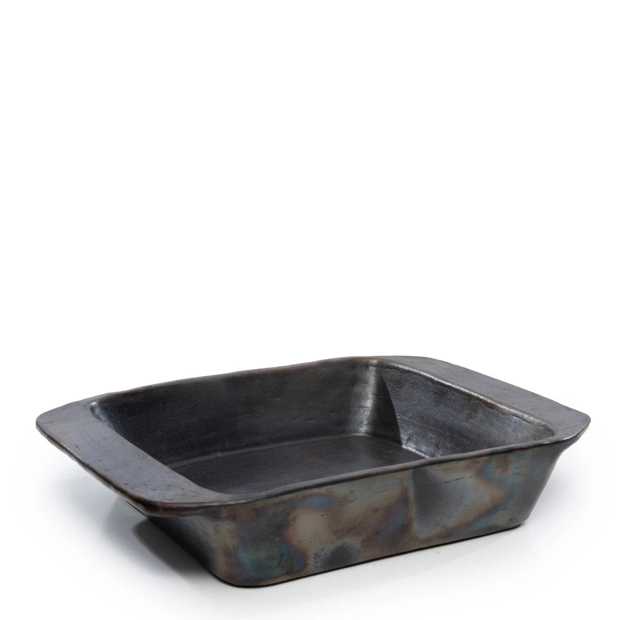 Plat de cuisson rectangulaire en métal noir effet brûlé 37x28 cm