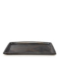Plateau rectangulaire en céramique noire aspect brûlé 36x17 cm