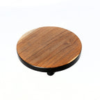 Plateau à gâteau rond en bois de teck naturel et noir – Ø17 cm