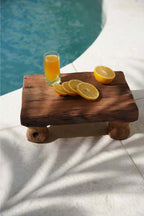 Plateau en bois de teck massif sculpté main à grain naturel