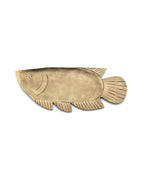 Plateau décoratif poisson en laiton doré martelé, plateau en bois sculpté en forme de poisson