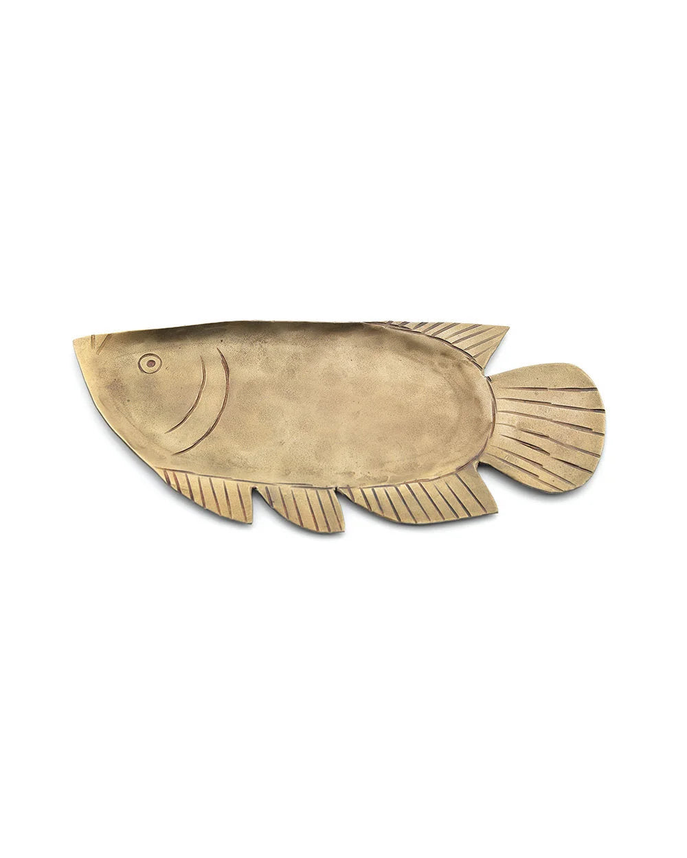Plateau décoratif poisson en laiton doré martelé, plateau en bois sculpté en forme de poisson